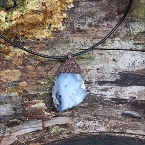 Dendritic opal pendant. Unique crystal pendant
