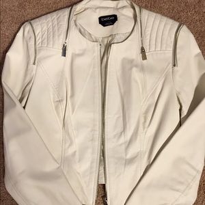 Bebe White 100% Leather Jacket