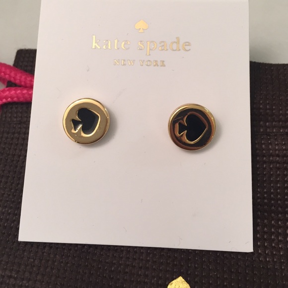 Kate spade "spot the spade gold& black earrings - Picture 2 of 3