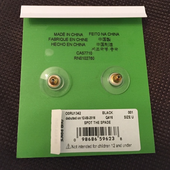 Kate spade "spot the spade gold& black earrings - Picture 3 of 3