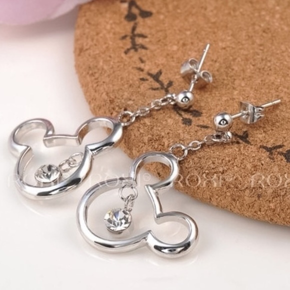 Mickey Silver Crystal Earrings