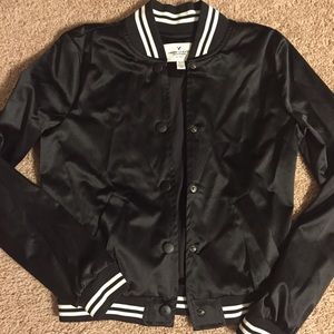 American Eagle Black Varsity Moto Jacket
