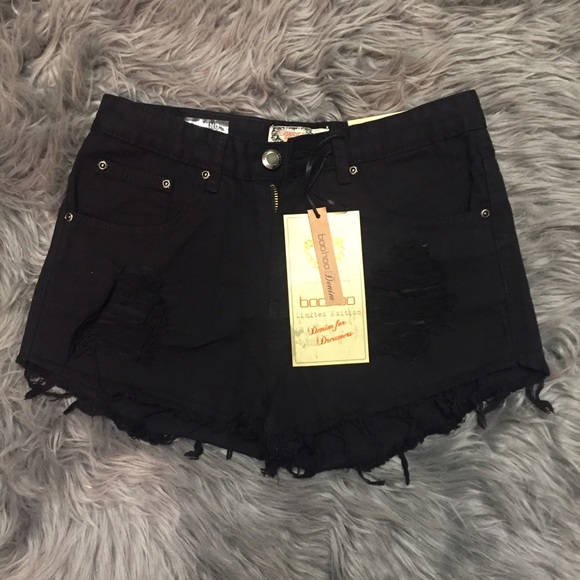 Cara Black High Waist Ripped Denim Hotpants