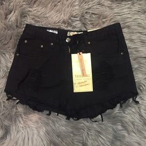 Cara Black High Waist Ripped Denim Hotpants