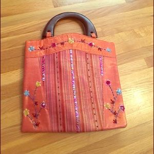 Beautiful handcrafted decorative tote bag. EUC