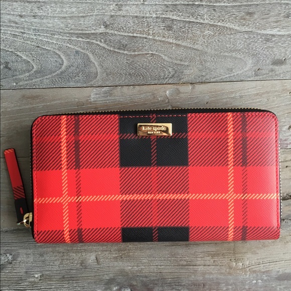 NWT ♠️ Kate Spade Plaid Neda Wallet - Picture 2 of 4