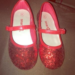 Sparkling ruby red toddler shoes w/leather strap