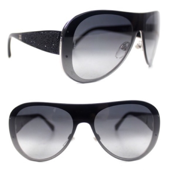 Chanel Swarovski Aviator Shield Sunglasses 4178