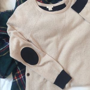 J. Crew black/tan sweater with elbow patches