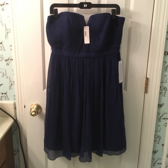 NWT J Crew Nadia Chiffon Dress in "Dark Cove" Sz12