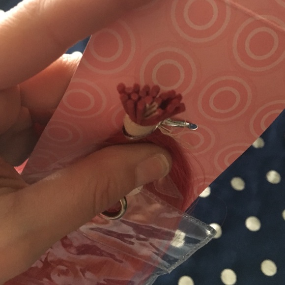 I-Link pink human hair extensions