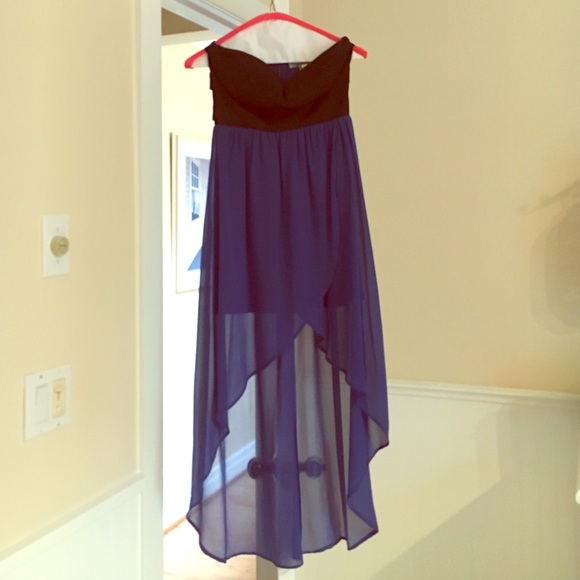 High to low black and blue dress