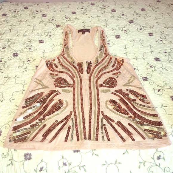 Baby pink sequined front tank