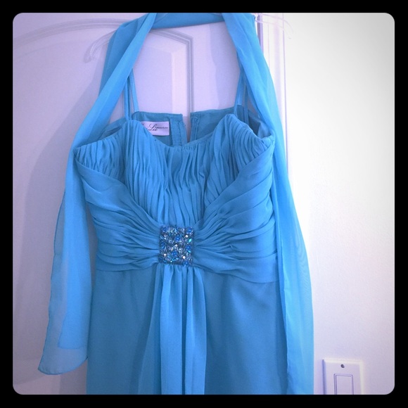 Mori Lee Aqua Bridesmaids Dress