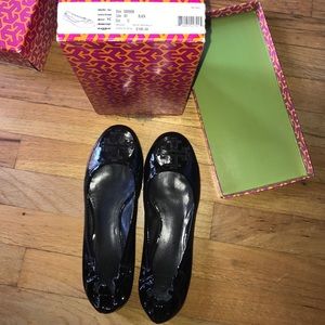 Black patent Tory Burch reva ballet flats