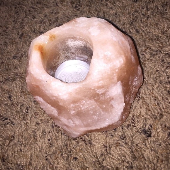 salt rock stone candle holder