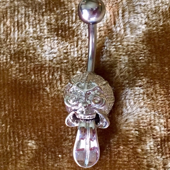 Scull &Tongue Belly Button Ring