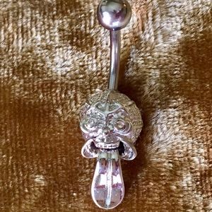 Scull &Tongue Belly Button Ring