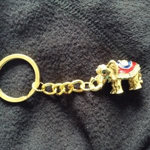 Gold, studded enamel elephant KEYRING. Gorgeous!