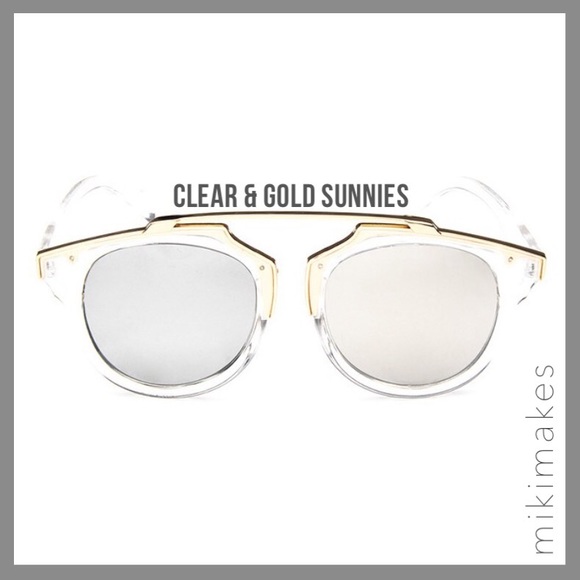 Clear frame sunglasses gold top detail