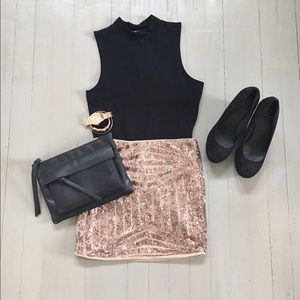Rose Gold Sequin Body Con Skirt