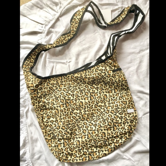 Reversible leopard/zebra 100% cotton crossbody bag