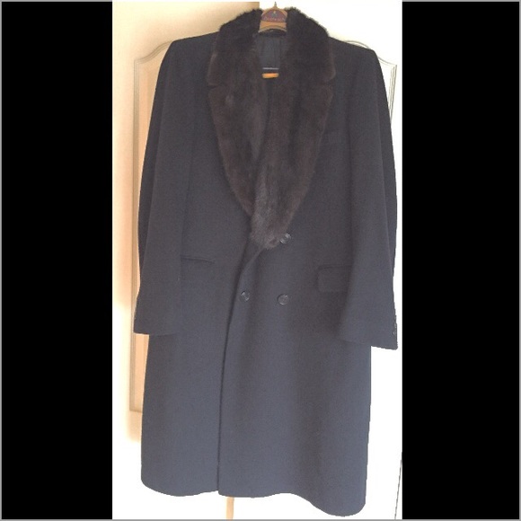 House of Cromwell Other - Men's Black Cashmere Mink Collared Overcoat