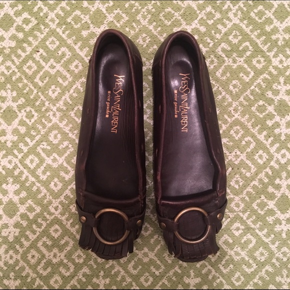 Vintage YSL leather moccasins w/ metal detail 38