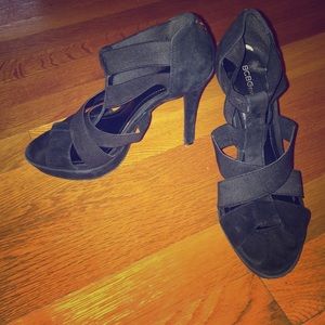 Strappy black high heels