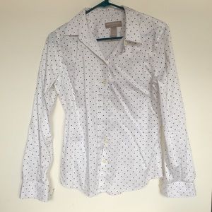 Banana Republic white polka dot button down shirt