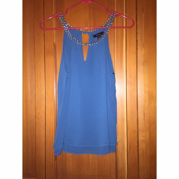 Blue Tank Top W/ Gold Chain