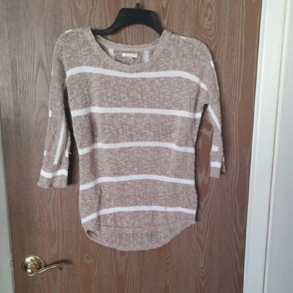 Openstitch Light Brown and White Striped Sweater