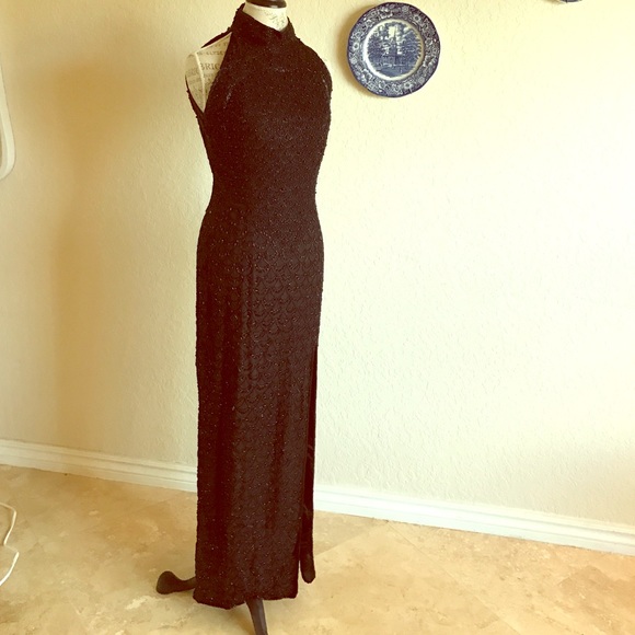 Long beaded evening gown