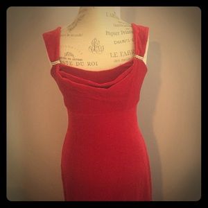Red Velvet Fitted Long Dress, Brand ONYX Nite