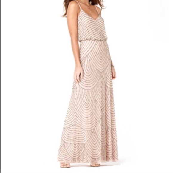 Adrianna Papell blush beaded gown