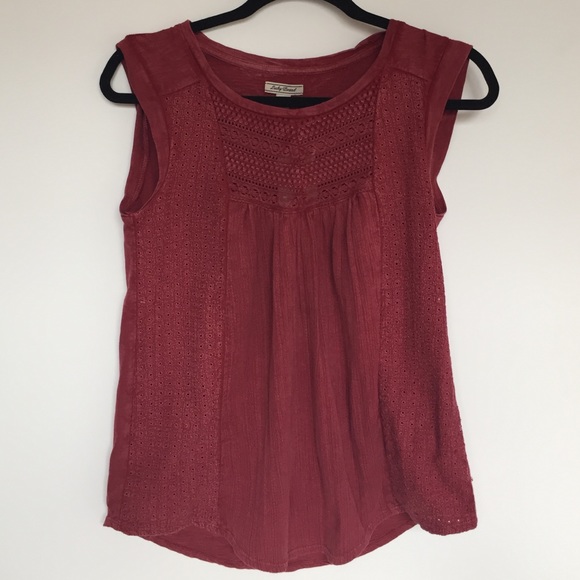 Lucky Brand red washed knit sleeveless top