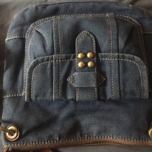 A small blue fossil crossbody