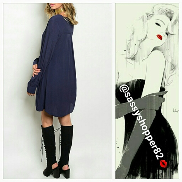 NAVY BLUE TUNIC DRESS - Picture 3 of 3