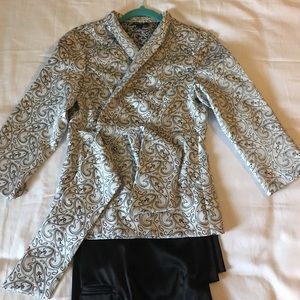 MSK blazer and satin slacks