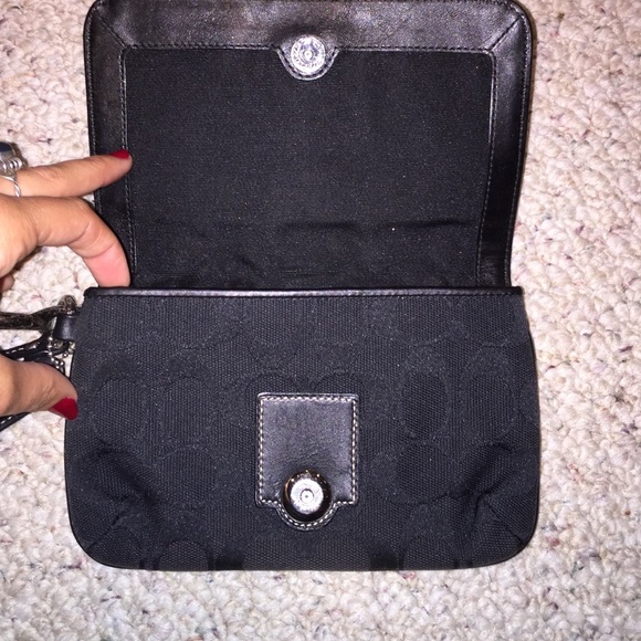 Coach Black Signature Wristlet - Picture 3 of 4