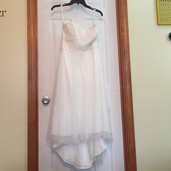 Swiss dot lace hi-low dress