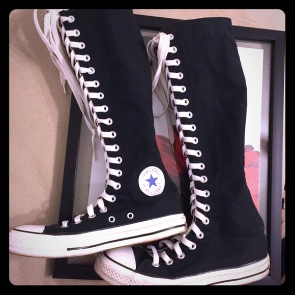 Black knee high converse