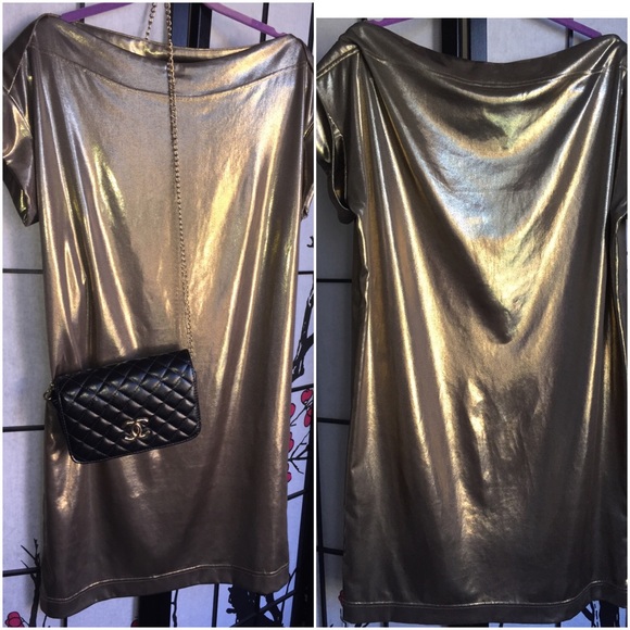 Tory Burch gold dress.  34" long