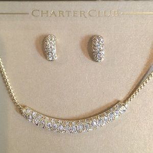 Crystal earrings,gold plated sparkling ✨ necklace