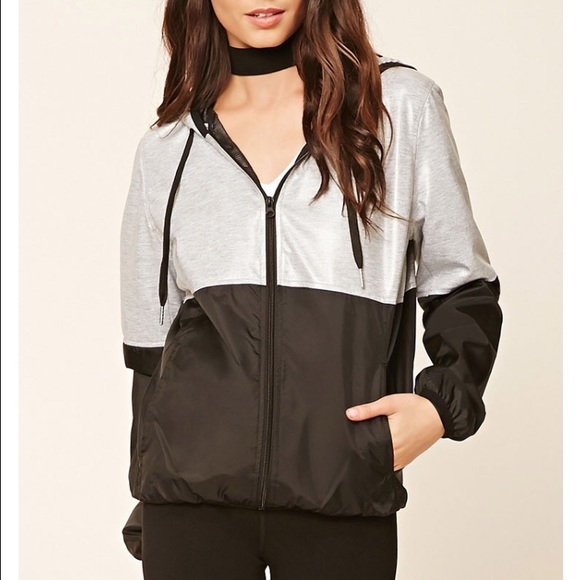 Forever 21 Gray and Black Windbreaker