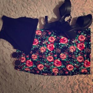 Black floral skirt