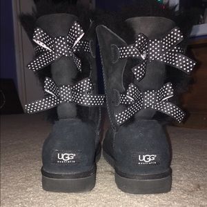 Size 10 Black Customized Bailey Bow Uggs