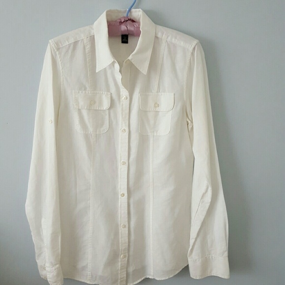 Banana Republic white linen camp shirt