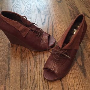 Brown, Peep Toe Lace Up, High heeled Booties.