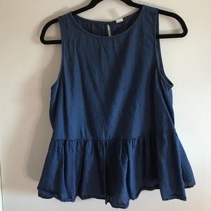 Denim peplum tank top